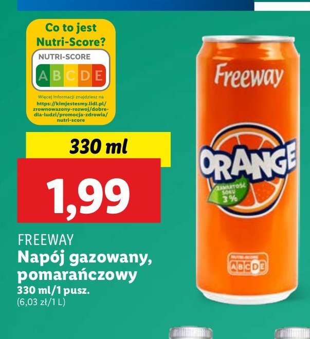 Napój pomarańczowy Freeway promocja w Lidl