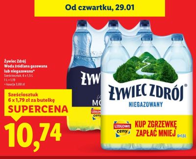 Woda Żywiec Zdrój Woda źródlana gazowana lub niegazowana promocja w Lidl