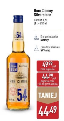 Rum Ciemny Silverstone promocja w Aldi