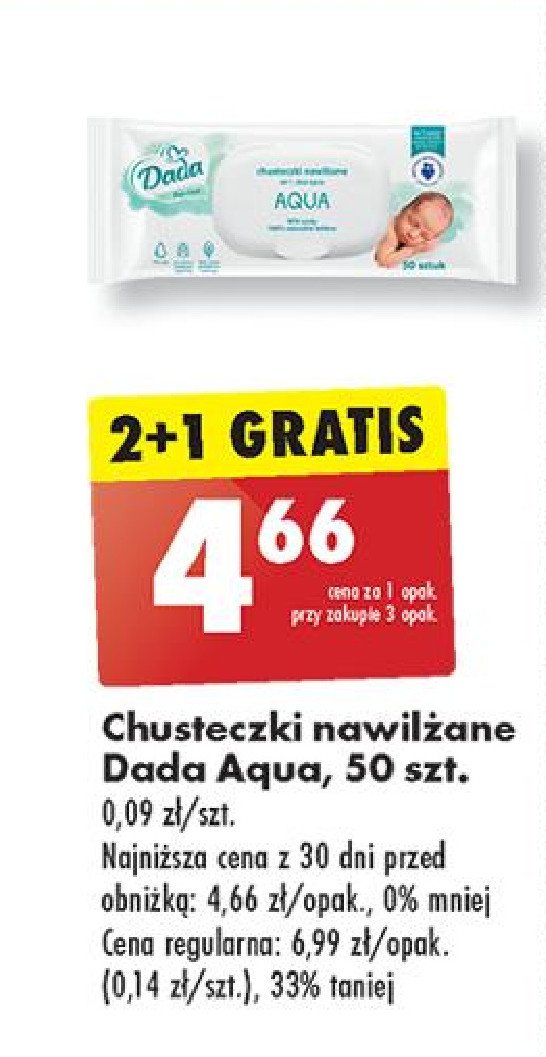 Chusteczki nawilżane aqua Dada promocja w Biedronka