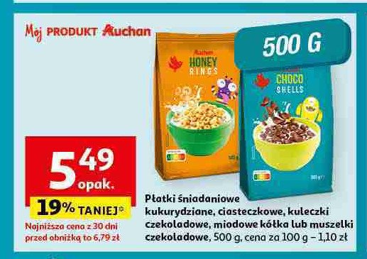 Płatki kółeczka miodowe Auchan promocja