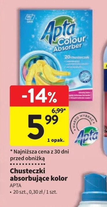 Chusteczki do prania zapobiegaj膮ce farbowaniu ubra艅 Apta promocja
