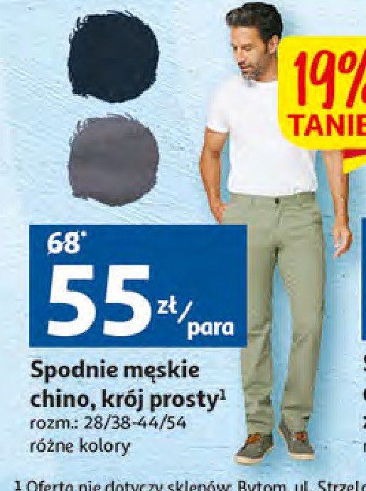 Spodnie męskie chino rozm. 28/38 - 44/54 Auchan inextenso promocja