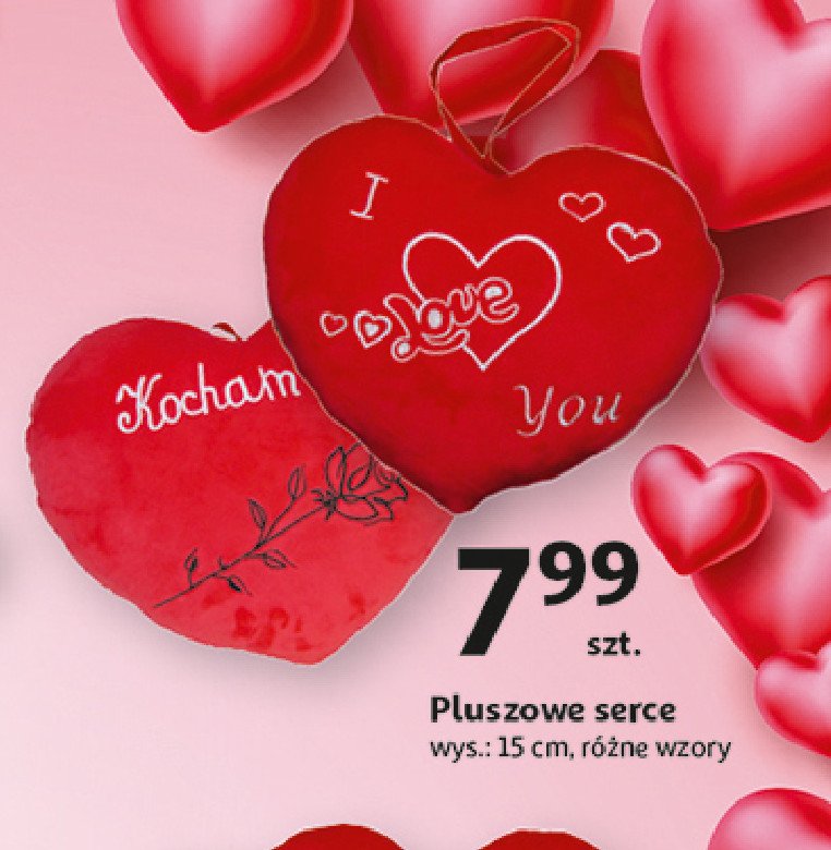 Pluszowe serce 15 cm promocja w Auchan