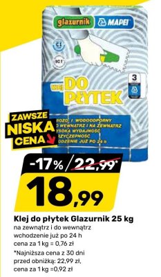 Klej do płytek Glazurnik 25 kg promocja w Bricomarche