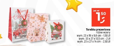 Torebka prezentowa różne wzory wym. 23 x 19 x 9,8 cm promocja w Dealz