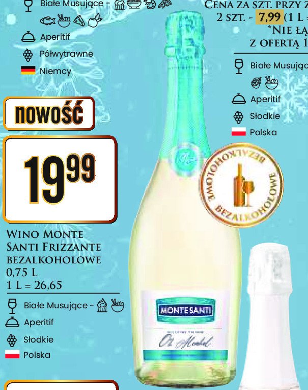 Wino Monte santi 0% promocja w Dino