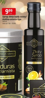 Syrop złoty/pędy sosny/malina-aronia-lipa promocja w Leclerc