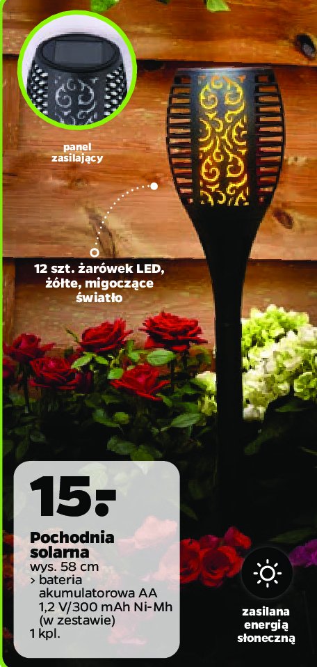 Pochodnia solarna led 58 cm promocja