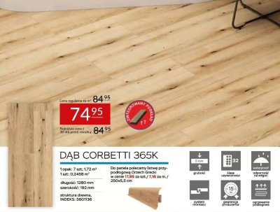 Panel winylowy DĄB CORBETTI 365K promocja w Abra Meble