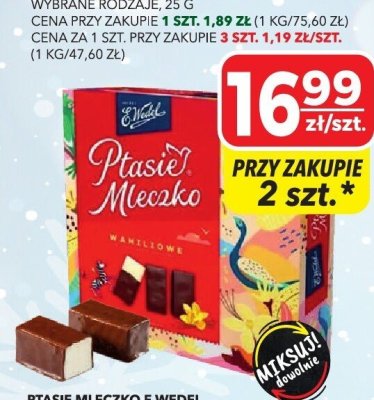 Ptasie Mleczko E.Wedel wybrane rodzaje, 340 g promocja w Top Market