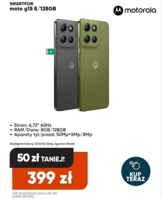 Smartfon moto g15 8/128GB promocja w Max Elektro