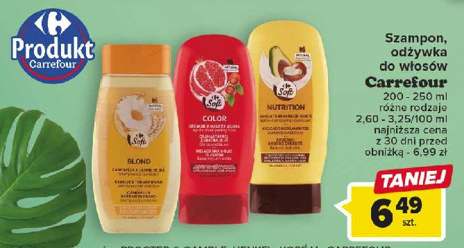 Odżywka do włosów z ekstraktem z granatu i olejkiem jojoba Carrefour soft promocja