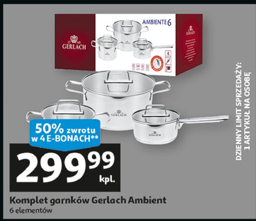 Komplet garnków ambiente Gerlach promocja w Auchan