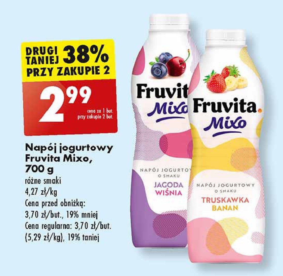 Napój jogurtowy truskawka banan Fruvita mixo promocja