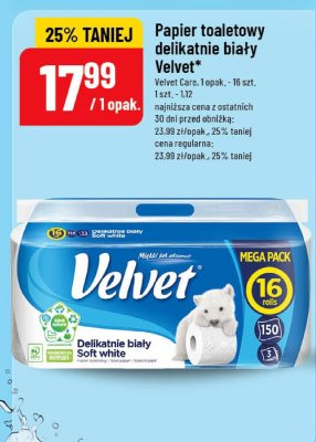 Papier toaletowy delikatnie bia艂y Velvet promocja w POLOmarket
