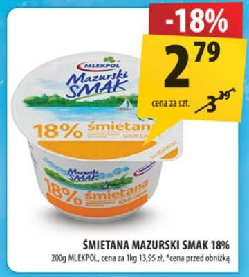 Śmietana Śmietana Mazurski Smak 18% 200g promocja w Arhelan