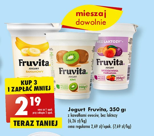Jogurt brzoskwinia-marakuja bez laktozy Fruvita promocja
