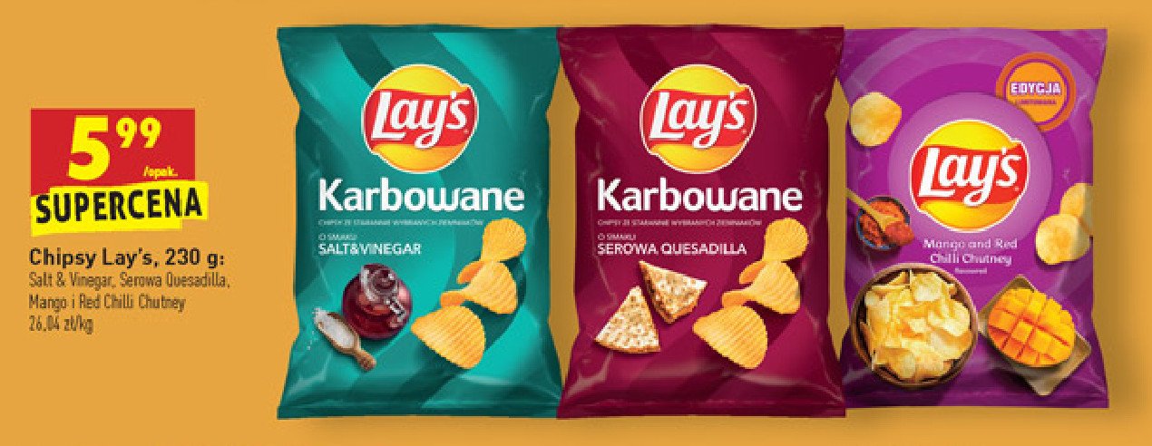 Chipsy mango & red chilli chutney Lay's karbowane Frito lay lay's promocja