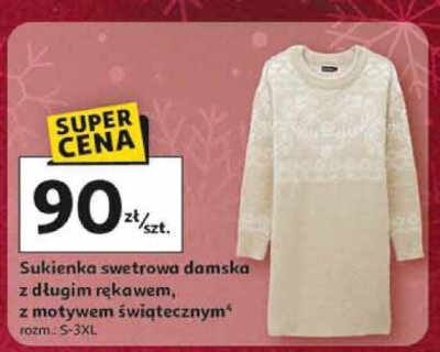 Sukienka swetrowa damska z długim rękawem, z motywem świątecznym rozm. S-3XL promocja w Auchan