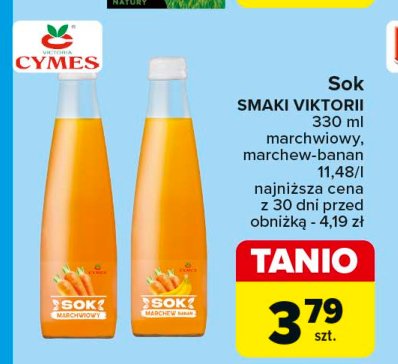 Sok z marchewki Cymes smaki victorii promocja