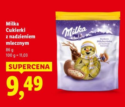 Czekolada Milka Cukierki z nadzieniem mlecznym promocja w Lidl