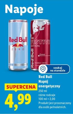 Napój energetyczny Red Bull różne rodzaje promocja w Lidl