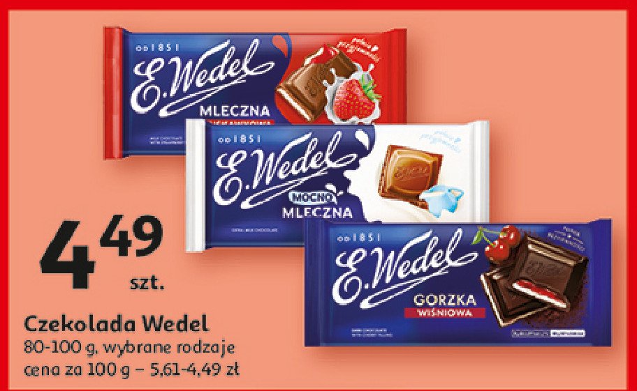 Czekolada mocno mleczna E. wedel promocja w Auchan