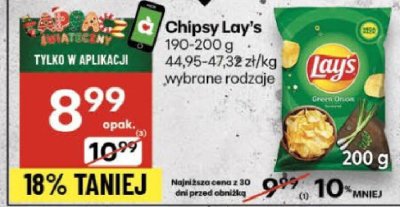 Chipsy Lay's wybrane rodzaje promocja w Delikatesy Centrum