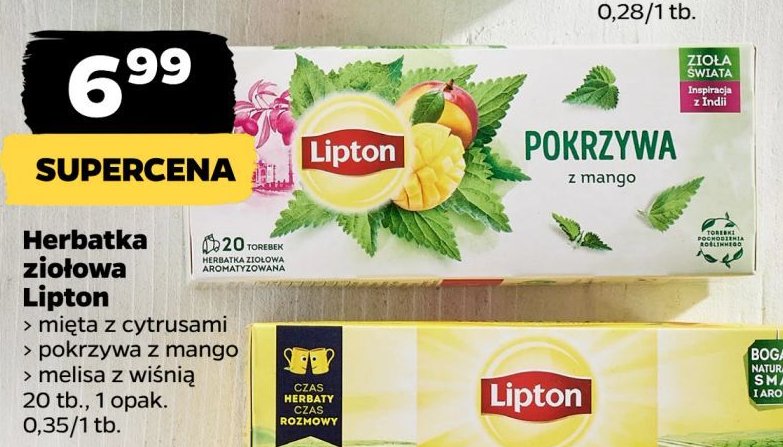 Herbatka pokrzywa z mango Lipton zioła świata promocja w Netto
