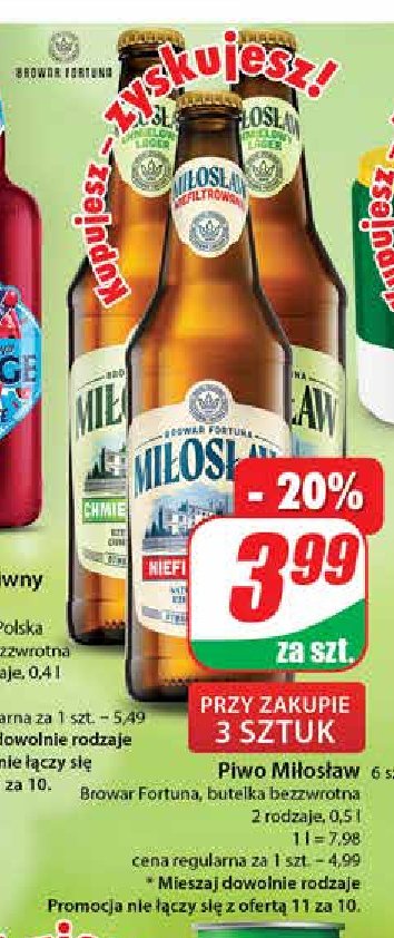 Piwo Miłosław chmielowy lager promocja