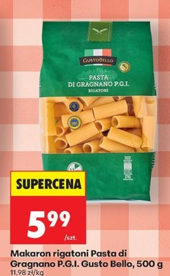 Makaron rigatoni Pasta di Gragnano P.G.I. Gusto Bello promocja w Biedronka