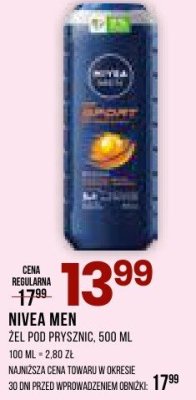 Żel pod prysznic Nivea Men, 500 ml promocja w Drogerie Natura