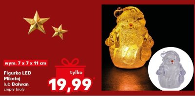 Figura LED Mikołaj lub Bałwan ciepły biały wym. 7 x 7 x 11 cm promocja w Kaufland