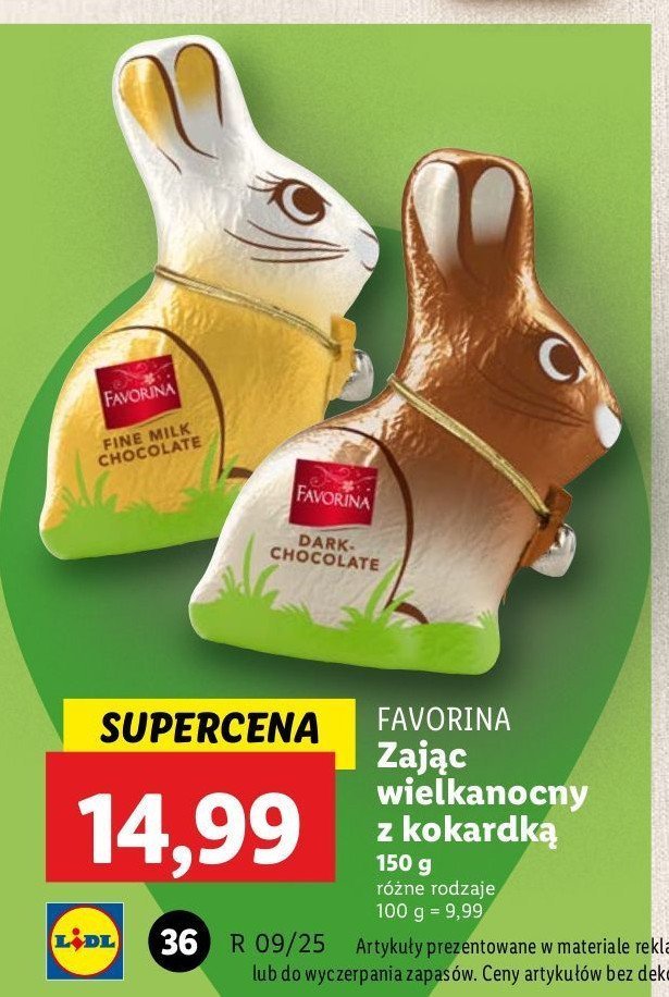 Zając z czekolady deserowej Favorina promocja