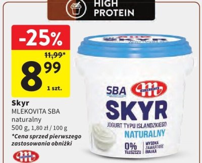Skyr SBA naturalny Mlekovita promocja w Intermarche