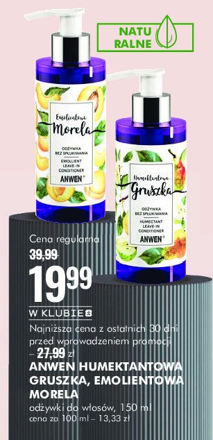 Odżywka do włosów bez spłukiwania gruszka Anwen promocja