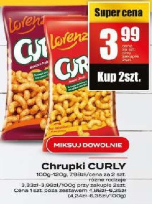 Chrupki Curly różne smaki promocja w Supeco