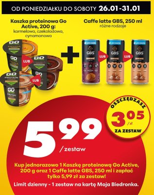 Zestaw: Kaszka proteinowa Go Active + Caffe latte GBS promocja w Biedronka