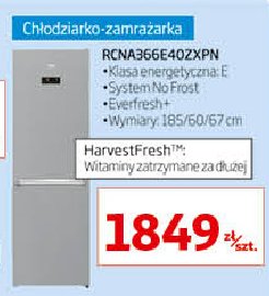 Chłodziarko-zamrażarka rcna366e40zxpn Beko promocja