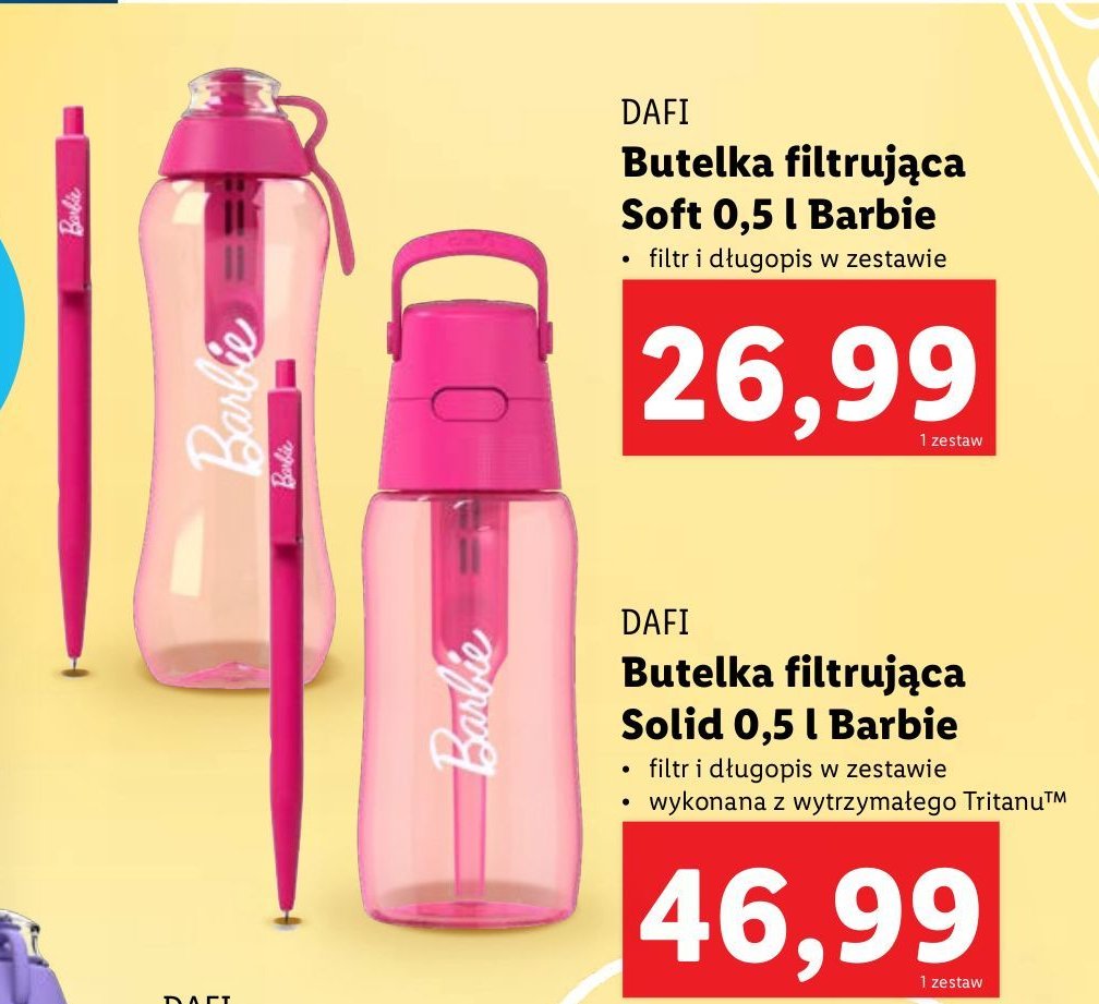 Butelka solid barbie 500 ml + długopis Dafi promocja