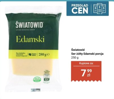 Ser żółty Światowid Edamski porcja 250 g promocja w Biedronka