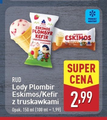 Lody kefir z truskawkami RUDD promocja w Aldi