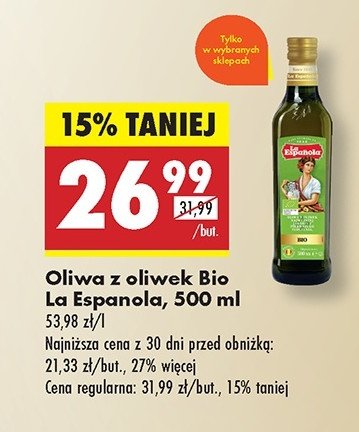 Oliwa z oliwek bio LA ESPANOLA promocja