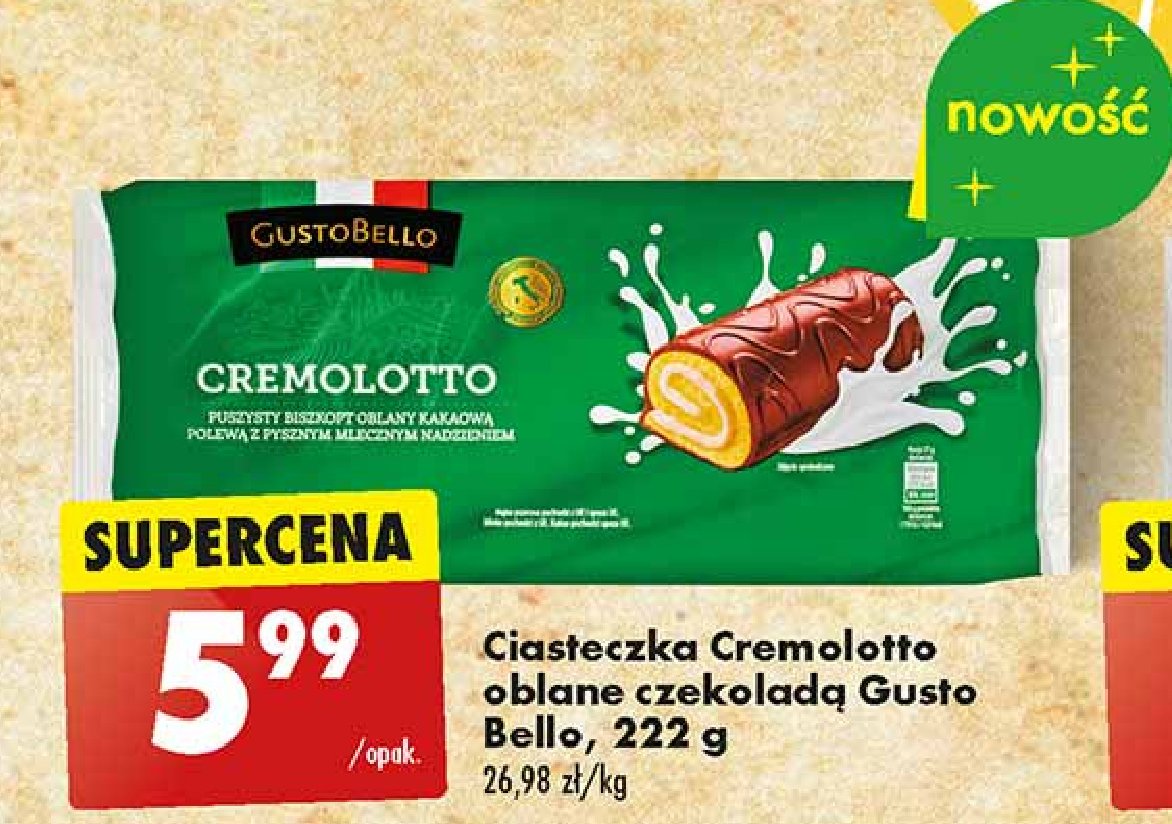 Ciasteczka cremolotto w czekoladzie Gustobello promocja