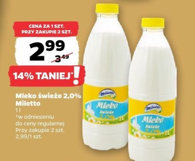 Mleko świeże 2,0% promocja w Netto