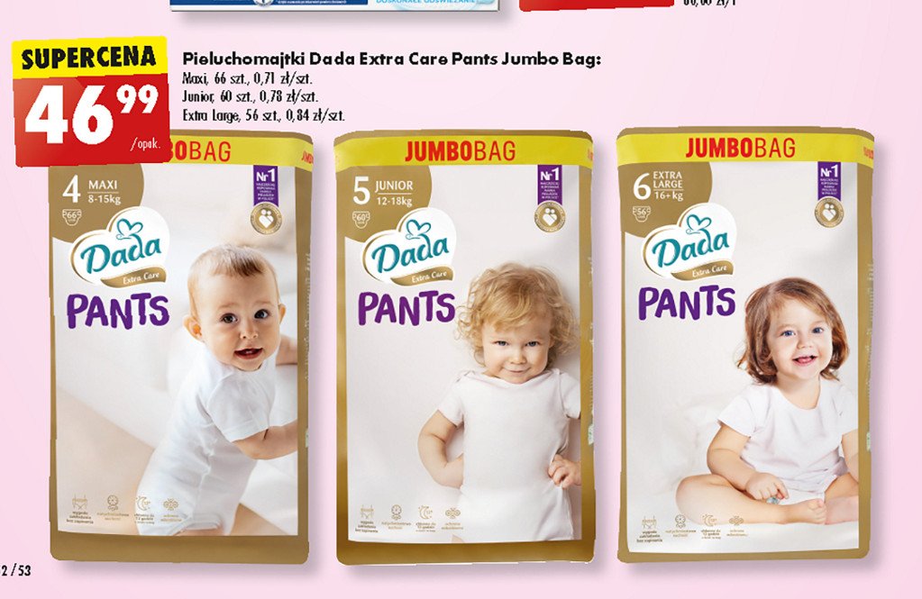 Pieluchomajtki dla dzieci junior Dada extra care promocja