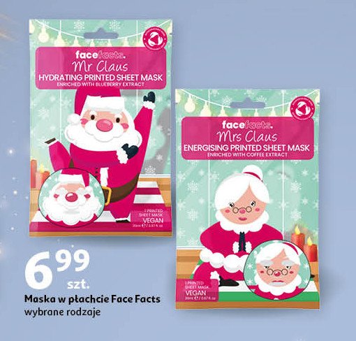 Maseczka do twarzy w płachcie mrs claus FACE FACTS promocja