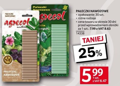 Pałeczki nawozowe Agrecol opakowanie 30 szt. promocja w Selgros