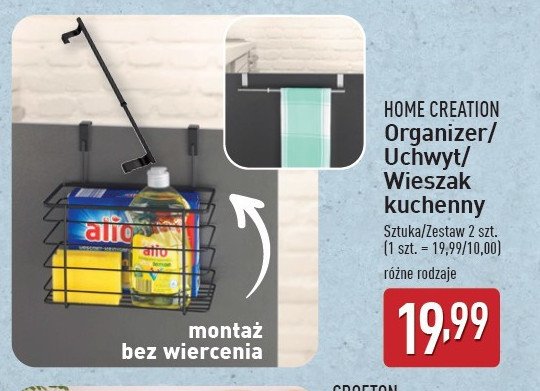 Wieszak na przybory kuchenne czarny Home creation promocja w Aldi